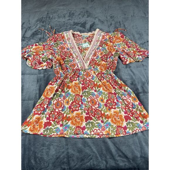 Women's Nostalgia Rose Babydoll‎ Top Size Small happy Boho flower print Vintage - Picture 1 of 10
